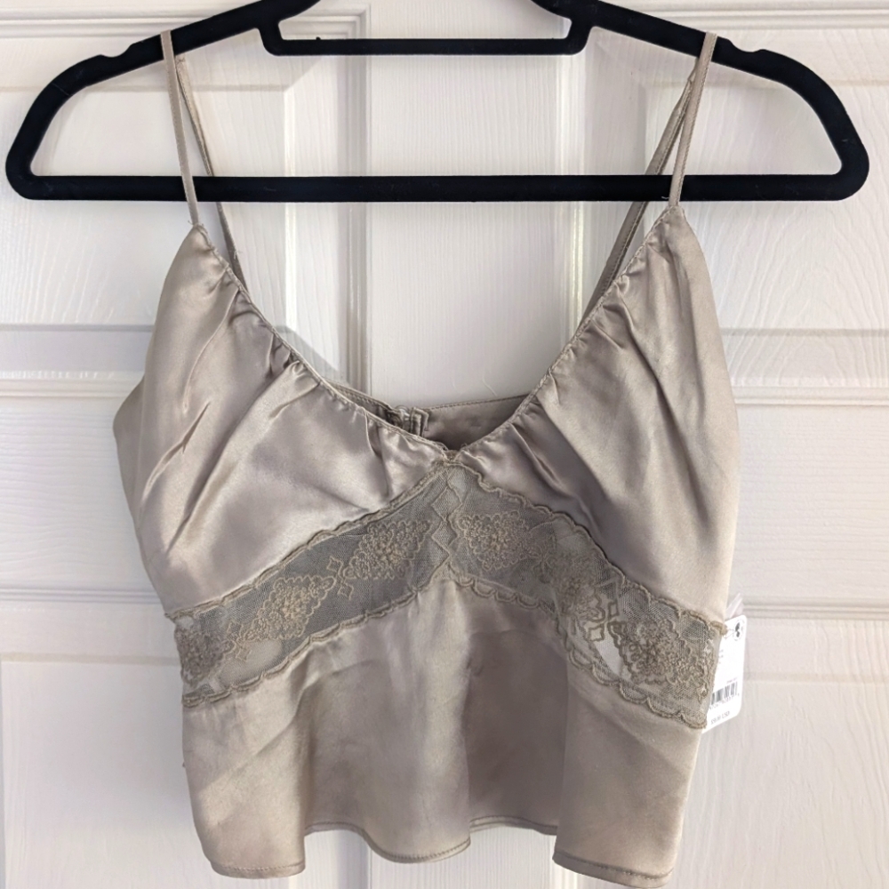 NWT Free People Intimatley Silk Lace Trim Cami Top XS